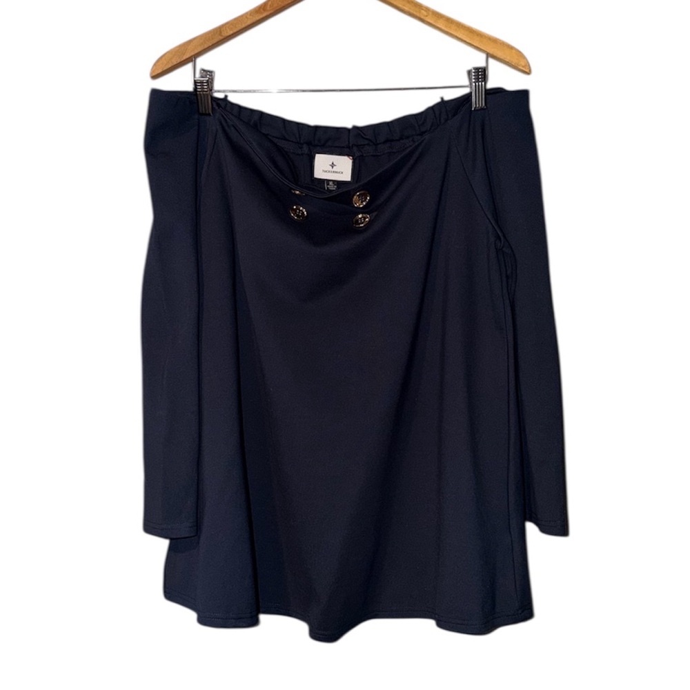 Tuckernuck Miranda Off Shoulder Top In Navy Blue Size XL - Picture 2 of 6
